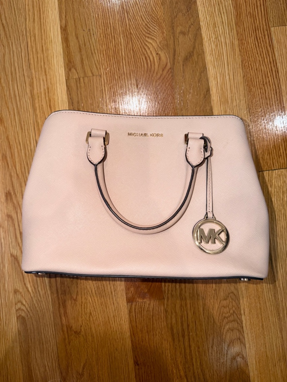 Michael Kors Blush Saffiano Leather Satchel with Gold Hardware